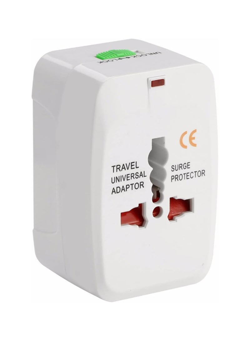 Travel Adapter, Universal Power Plug, Worldwide All in One AC Power Adapter, using for Multi Sockets, USA/UK/AU/AE/EU with Lock and Unlock Button and Safety Shutter  - Image 1