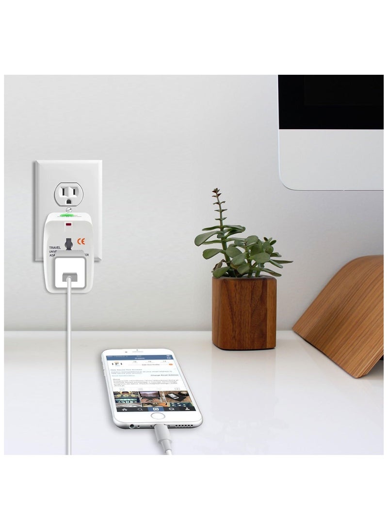 Travel Adapter, Universal Power Plug, Worldwide All in One AC Power Adapter, using for Multi Sockets, USA/UK/AU/AE/EU with Lock and Unlock Button and Safety Shutter  - Image 2