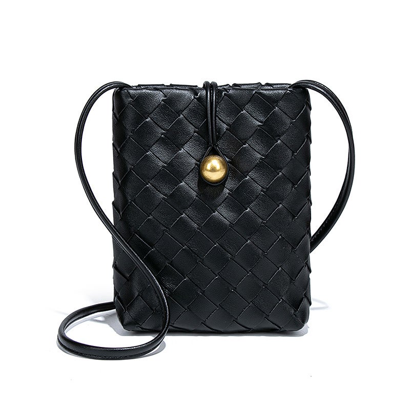 Fashion Mini Vertical Woven Mobile Phone Bag Retro All-Match Crossbody Coin Purse Niche Texturistic Fashionable Shoulder Bag For Women - Image 1