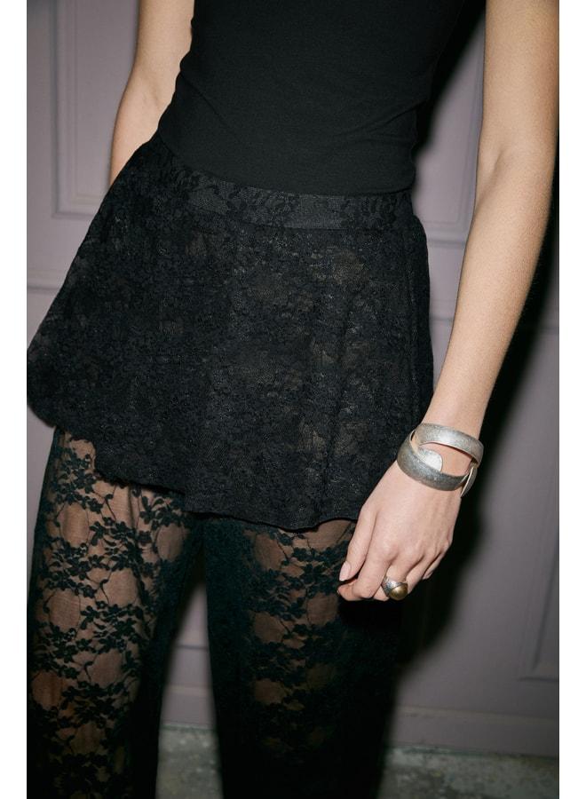 GRIMELANGE PETKRO Women's Stretch Fabric Skirted Lace Black Pants. - Image 3