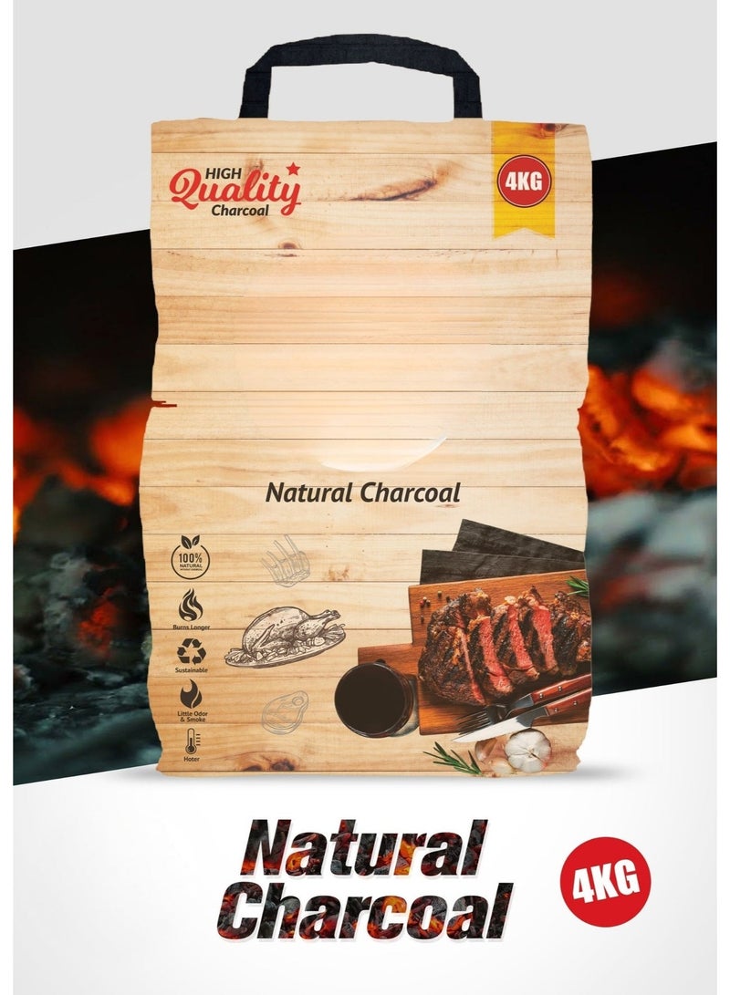 فحم طبيعي نقي ٤ كجم - ١٠٠٪ خشب صلب | حرارة عالية، رماد قليل | فحم شواء طويل الأمد، مناسب للمطاعم، للشواء، والتدخين، ومواقد الكامادو | وقود طهي خارجي صديق للبيئة - Image 2