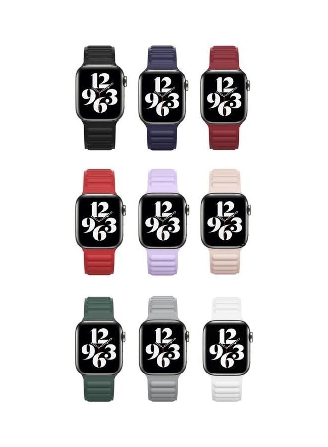 NIBEMINENT Silicone Magnetic Chain Watchband For Apple Watch Series 7/6/SE/5/4/3/2/1 41/40/38mm Black  - Image 4
