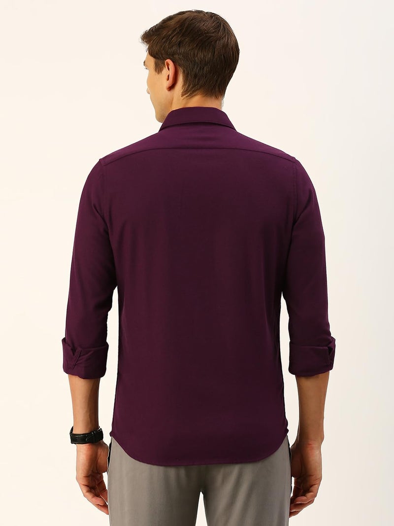 Thomas Scott Men's Classic Slim Fit Flannel Casual Shirt Wine - Image 4