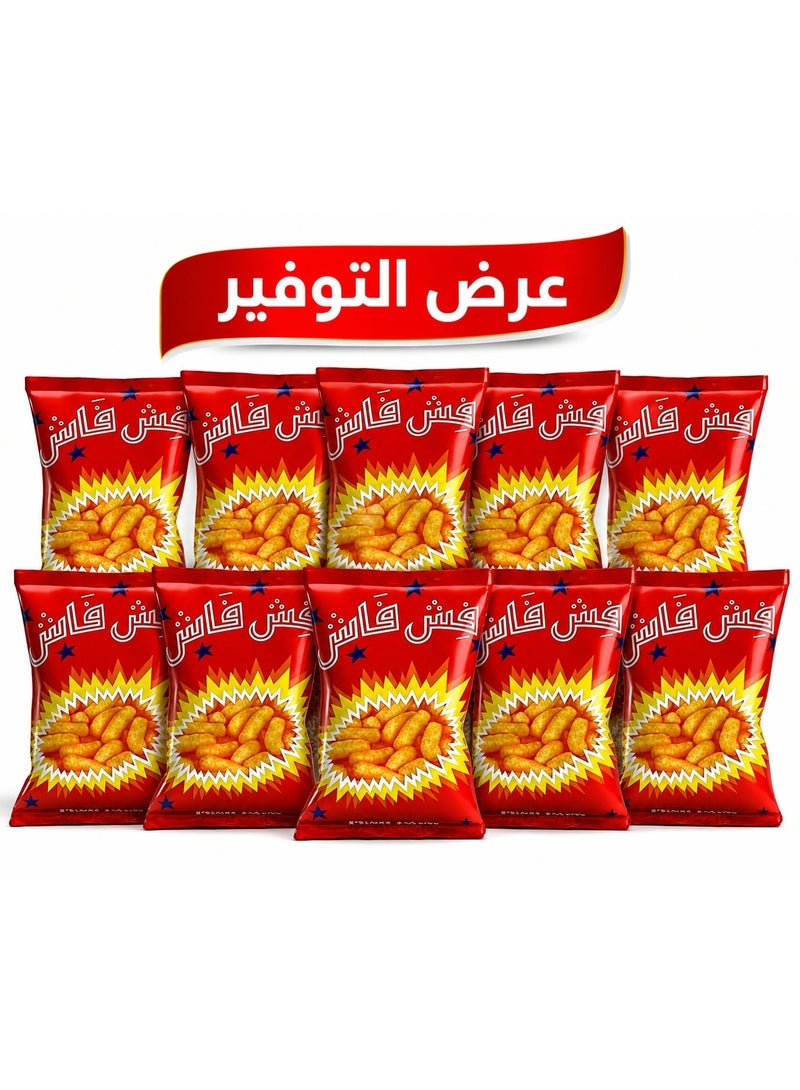 Fesh Fash Cheese Snack – 12g Pack of 10 | Imported from Saudi Arabia | Light & Crispy Cheese-Flavoured Snack | Perfect for School, Work & On-the-Go - Image 1