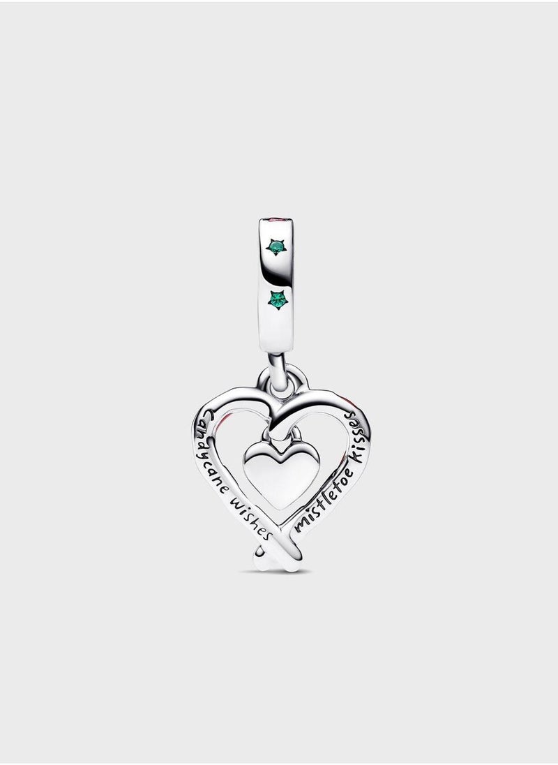 PANDORA Double Candy Cane Heart Christmas Dangle Charm - Image 2