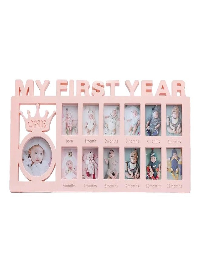 CCONYA Creative Baby Commemorate First 12 Months Picture Frame Kids Growing Memory Gift DIY Newborns First Year Souvenirs Photo Frame (pink) - Image 1