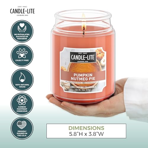 CANDLE-LITE شموع كاندل لايت المعطرة لعيد الهالوين، فطيرة اليقطين وجوزة الطيب، 18 أونصة، مصنوعة بفخر في الولايات المتحدة الأمريكية، شمعة للعلاج بالروائح، بفتيلة واحدة مع 110 ساعة من وقت الاحتراق، مثالية لخلق جو مريح - Image 3