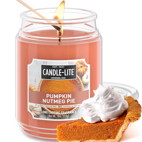 CANDLE-LITE شموع كاندل لايت المعطرة لعيد الهالوين، فطيرة اليقطين وجوزة الطيب، 18 أونصة، مصنوعة بفخر في الولايات المتحدة الأمريكية، شمعة للعلاج بالروائح، بفتيلة واحدة مع 110 ساعة من وقت الاحتراق، مثالية لخلق جو مريح - Image 1