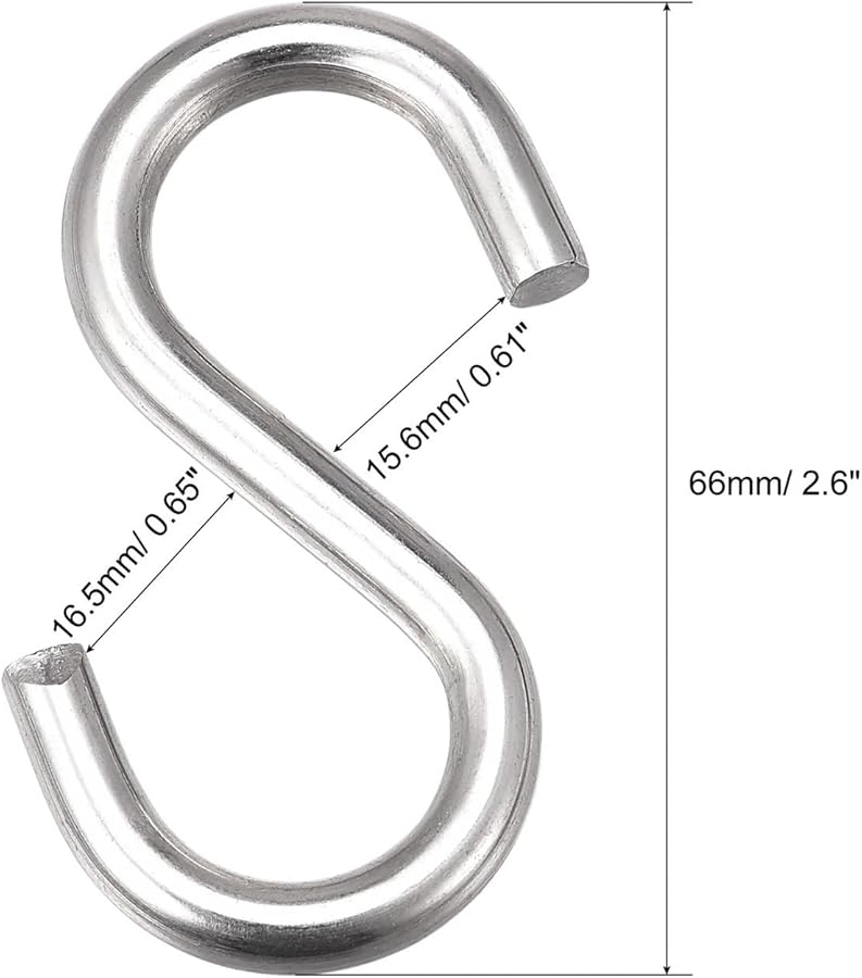 S Shaped Hooks 4pcs 66mm Storage Rack Organizer for Kitchen Garden Hanging - Image 3