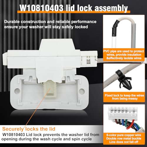 Feikeer W10810403 W10861642 W10787836 for Whirlpool Cabrio Washer Lid Lock Replacement 15-Year Warranty Fit for Whirlpool Cabrio Kenmore Series 600 700 maytag Bravos XL - Image 4