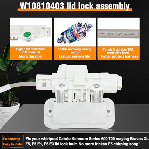Feikeer W10810403 W10861642 W10787836 for Whirlpool Cabrio Washer Lid Lock Replacement 15-Year Warranty Fit for Whirlpool Cabrio Kenmore Series 600 700 maytag Bravos XL - Image 3