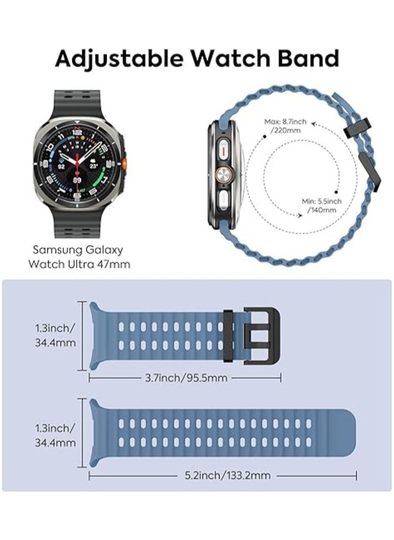 Generic - Rugged Band Compatible with Samsung Galaxy Watch 7 Ultra Band 47mm, Soft Silicone Sport Waterproof Strap Marine Bands for Galaxy Watch Ultra 2024 for Men & Women - Image 1