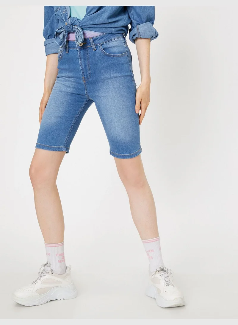 KOTON Medium Rise Jean Short