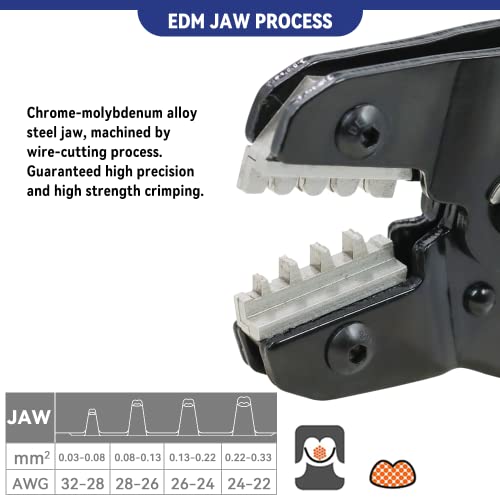 HKS Micro Connector Crimping Tool for Open Barrel Pins 32-22AWG, Ratcheting Crimper for JST-XH2.54/PH2.0/SM2.54/ ZH1.5, Molex KK/PicoBlade, Dupont SN-04BM - Image 3