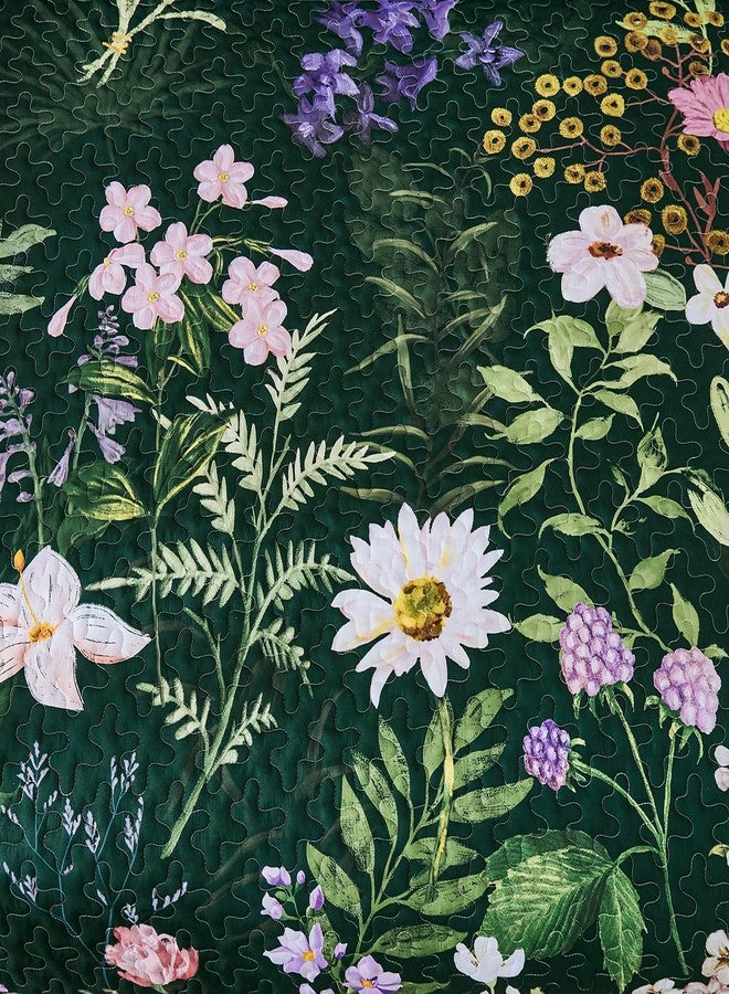 Yiran Floral Quilt Set Queen Size, Green Botanical Bedspreads Bedding Set, 3 Pieces Summer Soft Lightweight Microfiber Coverlet with 2 Pillow Shams for All Season 96x90 Inch - Image 3