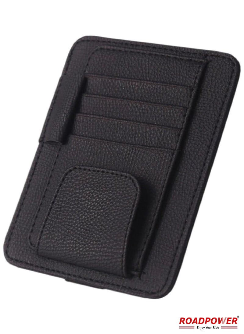 RoadPower Car Tissue Holder Organizer With Car Sun Visor Sunglasses And Card Holder Black  - Image 3