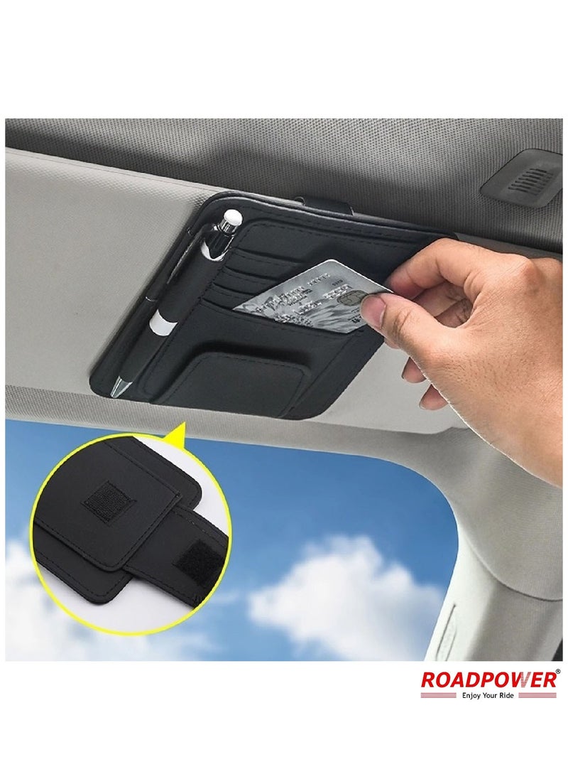 RoadPower Car Tissue Holder Organizer With Car Sun Visor Sunglasses And Card Holder Black  - Image 5