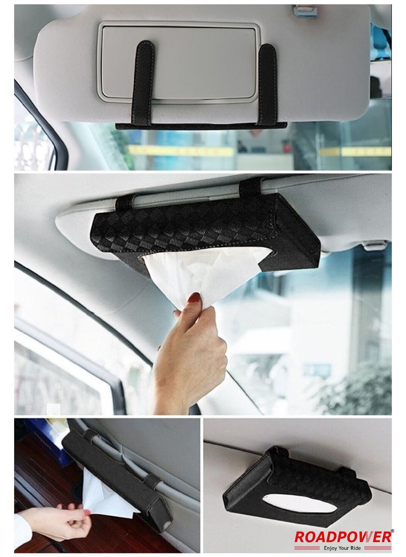 RoadPower Car Tissue Holder Organizer With Car Sun Visor Sunglasses And Card Holder Black  - Image 4