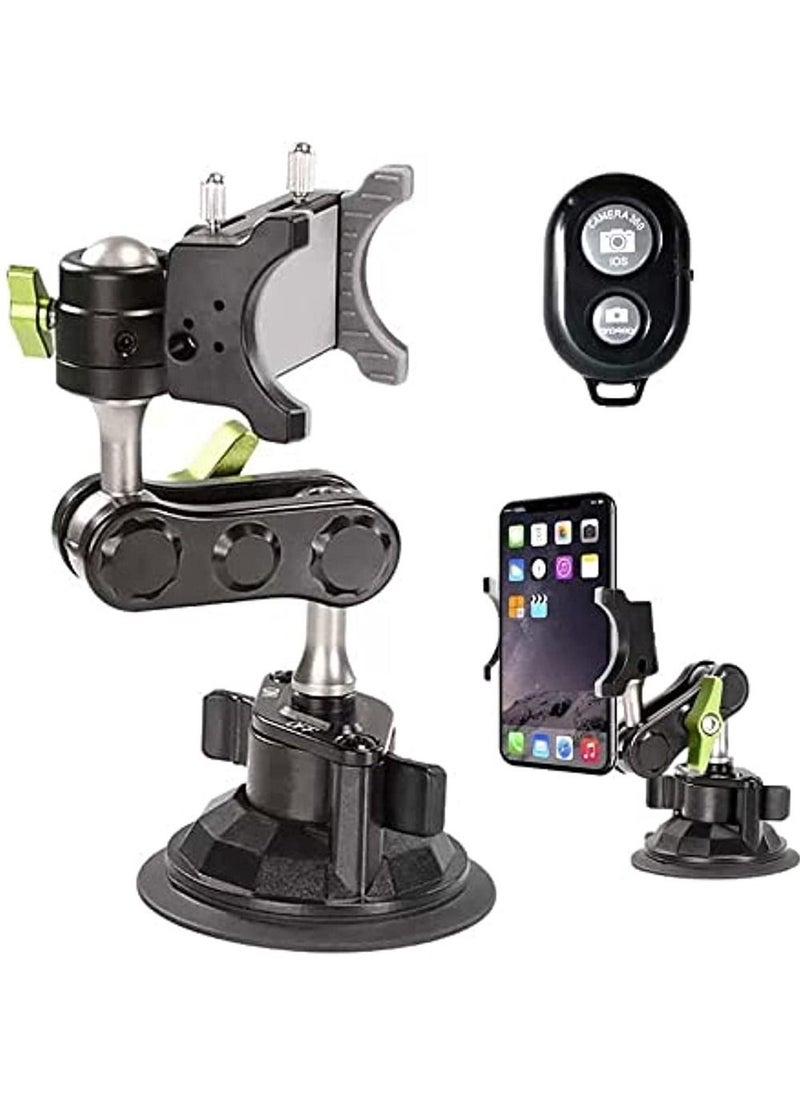 OIMG Universal Ball Head Arm For Phone 2023 New 360° Rotating Car Phone Holder Mount Ballhead Magic Arm Suction Cup Phone Holder For Car Dashboard Windshield (With Remote Control)  - Image 1