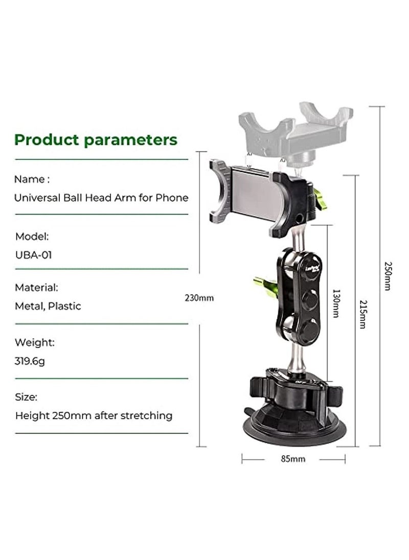 OIMG Universal Ball Head Arm For Phone 2023 New 360° Rotating Car Phone Holder Mount Ballhead Magic Arm Suction Cup Phone Holder For Car Dashboard Windshield (With Remote Control)  - Image 2