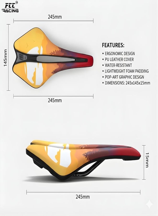 FCCRACING Comfort Plus Bicycle Saddle for MTB & Road Bike | PU Leather Soft Cushion Seat | Shock-Absorbing Universal Bike Saddle - Style-7 - Image 5