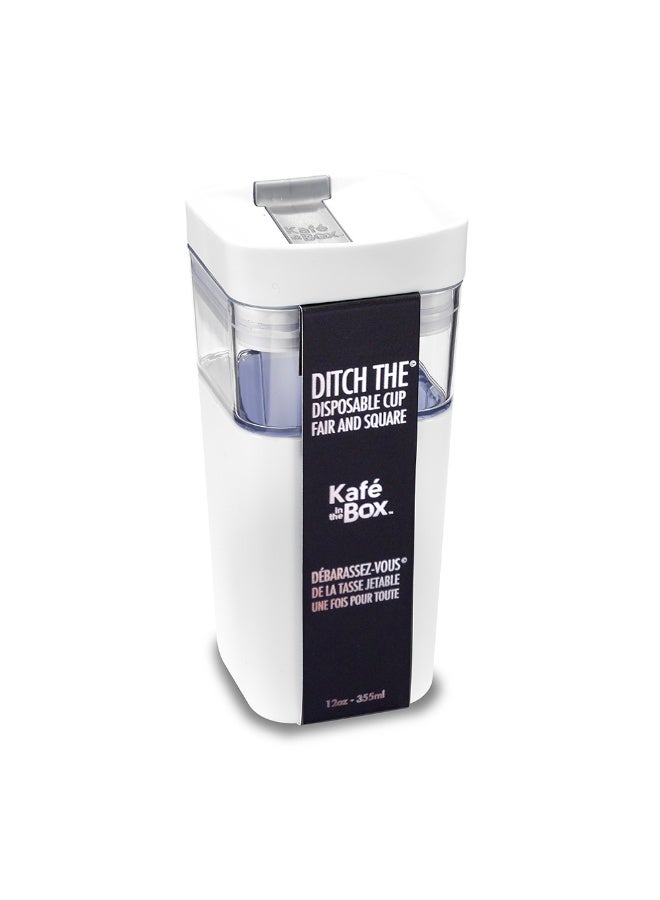 Precidio Kafe in the Box UNIQUE - White | 12 oz/355 ml | Reusable Coffee & Tea Cup | BPA Free | Stylish & Convenient | Dishwasher Safe | Hot/Cold Sleeve | Eco-Friendly - Image 1