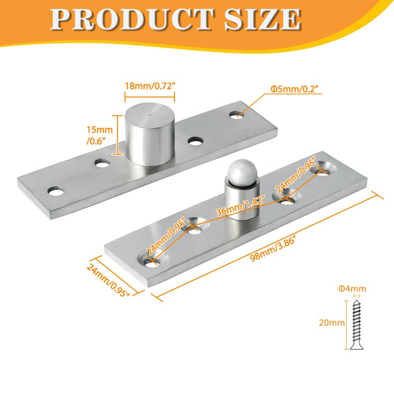 Alise 4'' Pivot Hinge Rotating Door Hinge 360 Degree Rotation Hidden Door Hinge Middle Core Concealing Hinges Up Down Shaft Hinges,Heavy Duty Stainless Steel Hinge for Doors,Brushed Finish,2 Pack - Image 2