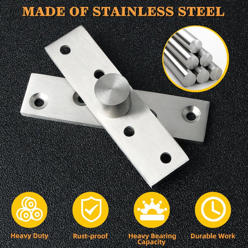 Alise 4'' Pivot Hinge Rotating Door Hinge 360 Degree Rotation Hidden Door Hinge Middle Core Concealing Hinges Up Down Shaft Hinges,Heavy Duty Stainless Steel Hinge for Doors,Brushed Finish,2 Pack - Image 3