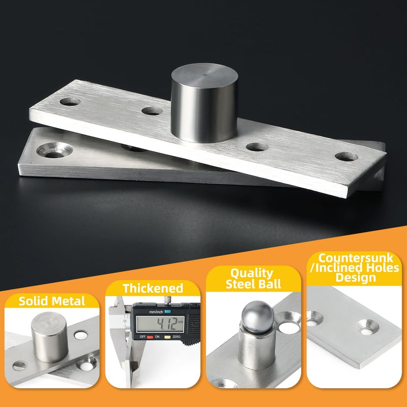 Alise 4'' Pivot Hinge Rotating Door Hinge 360 Degree Rotation Hidden Door Hinge Middle Core Concealing Hinges Up Down Shaft Hinges,Heavy Duty Stainless Steel Hinge for Doors,Brushed Finish,2 Pack - Image 4