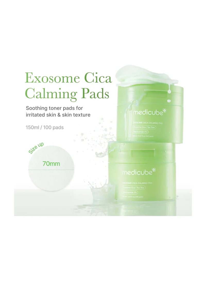 Medicube Medicube Exosome CICA Tea Tree Calming Toner Pads for Sensitive Skin with Centella Asiatica Help Reduce Redness & breakouts. Low-irritating & Hydrating Daily Care, Korean Skincare, Vegan (100 Pads)