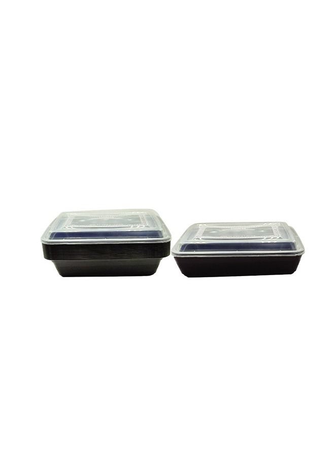 SNH Packing - Microwave Container Black Rectangular With Lid 38 Ounces Pack of 12 Pieces. - Image 1
