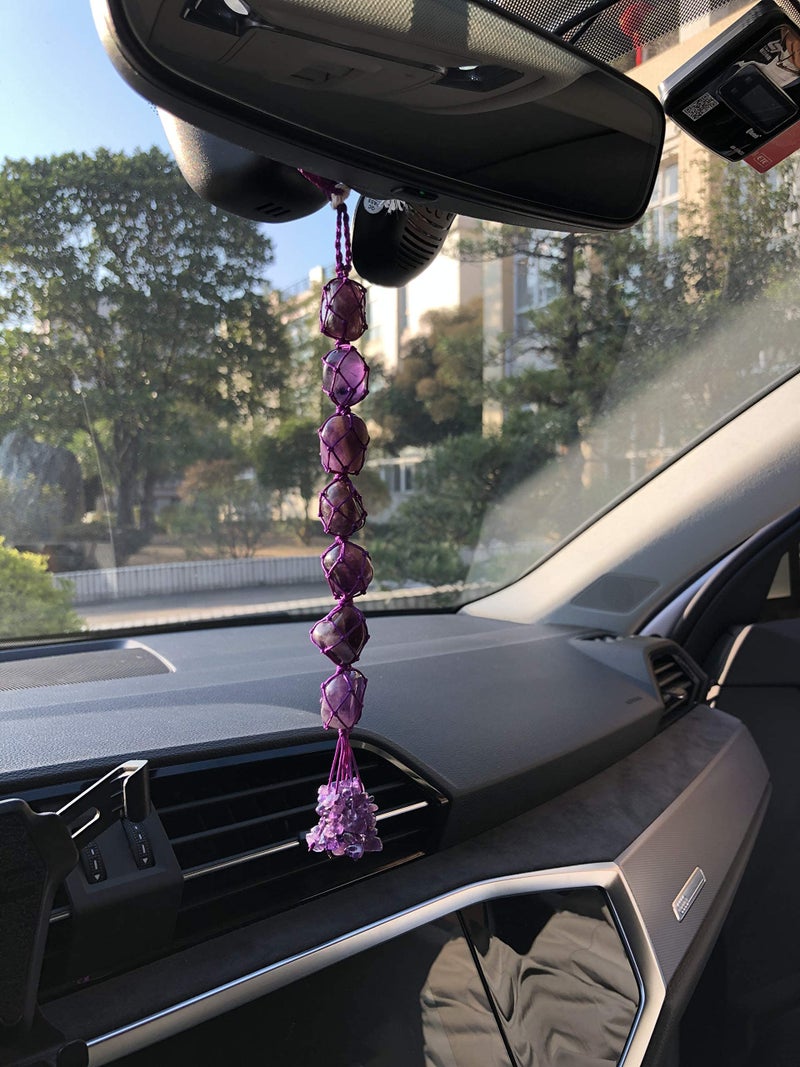 Nicestone Amethyst Crystals and Healing Stones Car Decorations Hanging Ornament Meditation Hanging Ornament Window Ornament for Home Decor Party Decor - Image 2