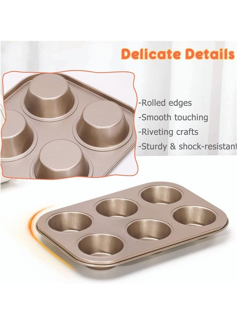 Nonstick Bakeware Set 5 PCS Baking Pans Set- Pizza Tray, Round/Square Pans, Loaf Pan, 6-Cup Muffin Pan Carbon Steel Baking Trays Oven Trays for Bakers Beginners - Image 4