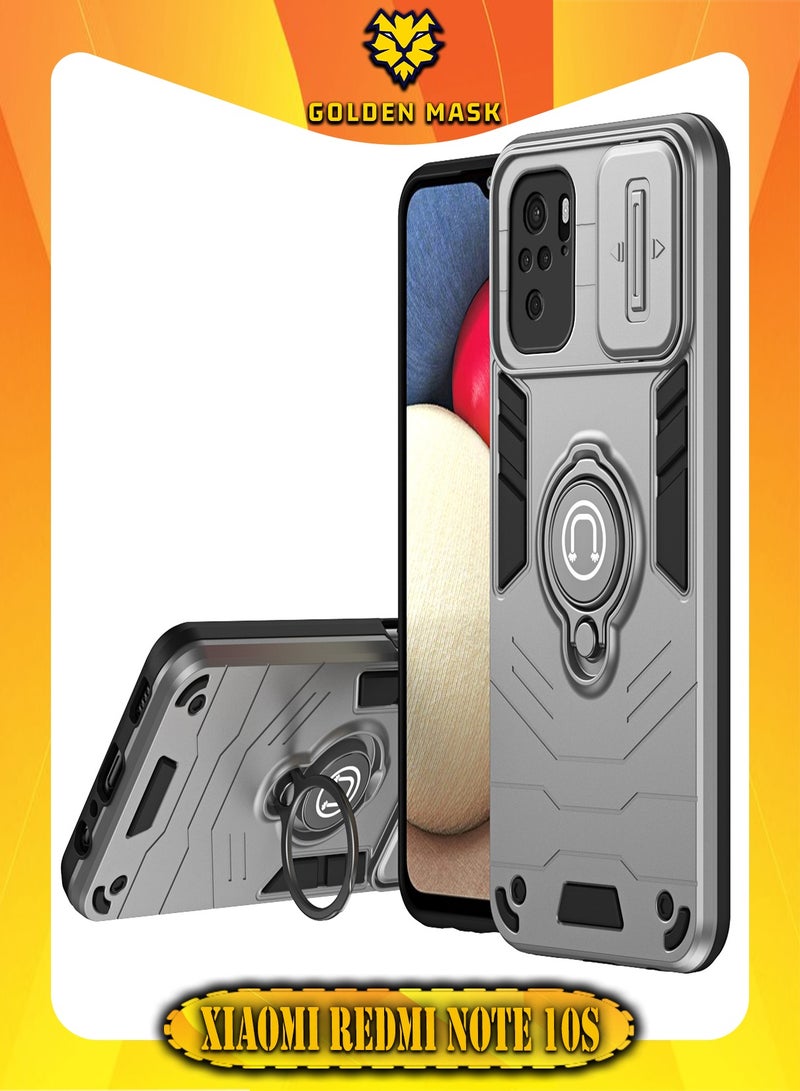 GOLDEN MASK GOLDEN MASK For Xiaomi Redmi Note 10 4G/Redmi Note 10S Armored Window Bracket Camera Shield Cover Camera Lend Protection With Ringe (Grey)  - Image 2