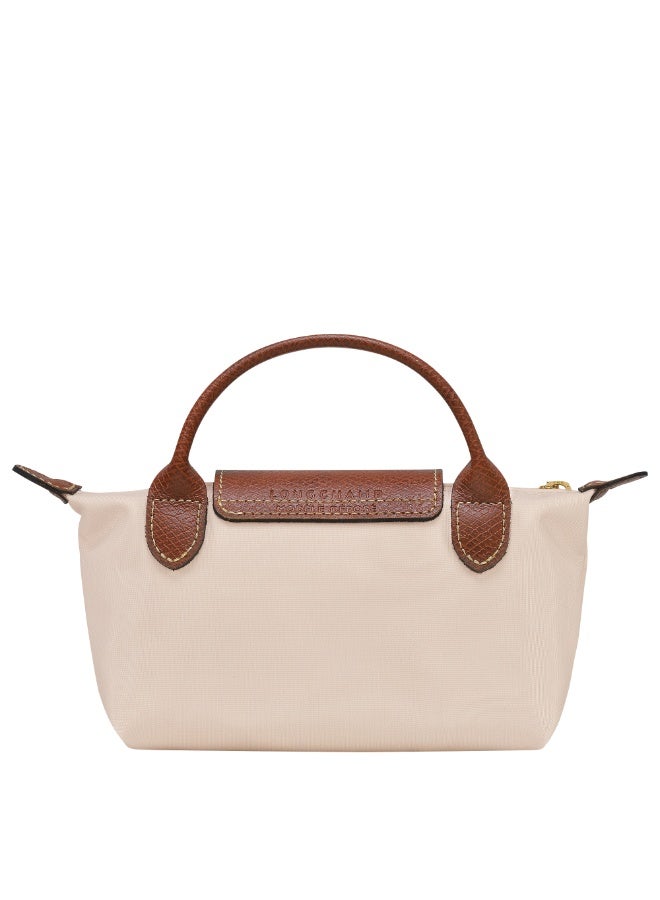 لونج شامب لو بليج الأصلي يأتي في حقيبة صغيرة مع مقبض وورق حزام الكتف قماش المعاد تدويره بشكل أبيض - Image 4