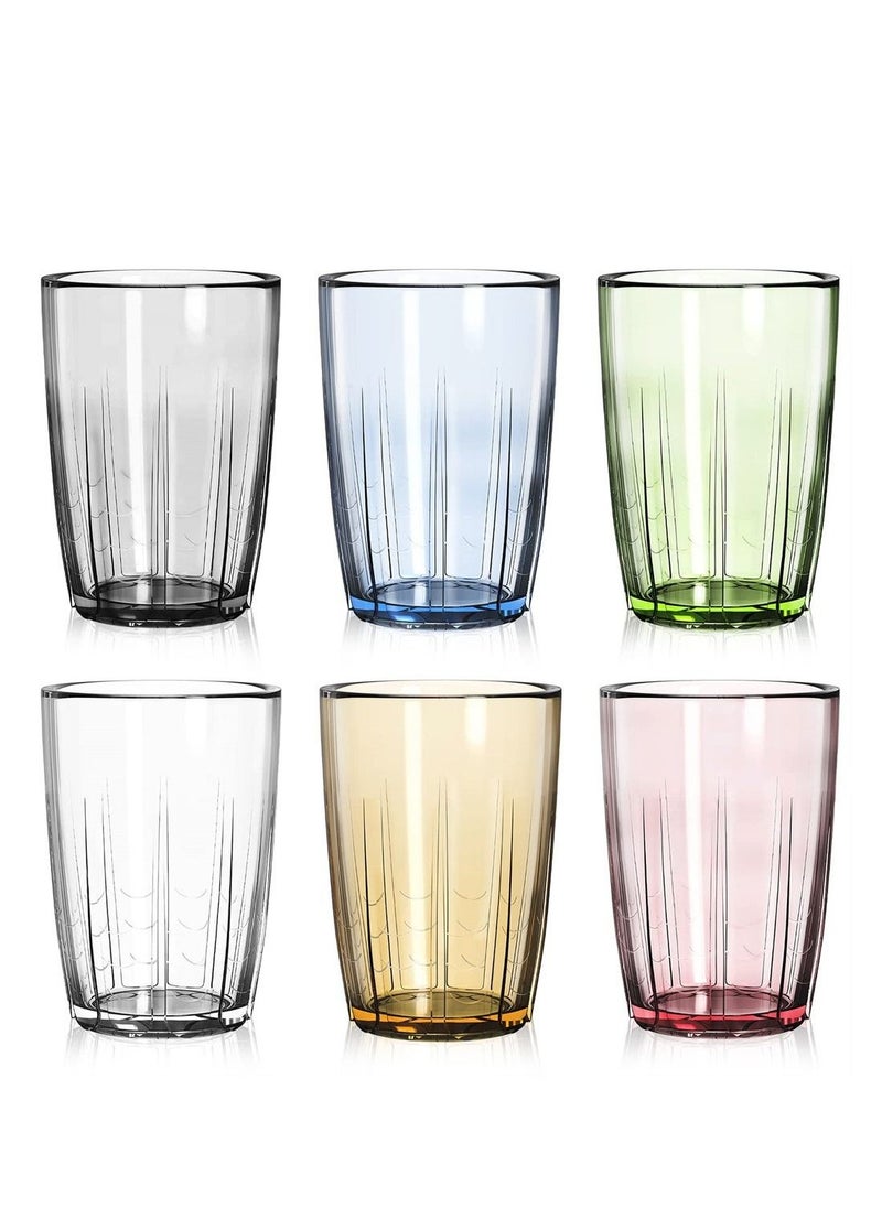 14 oz Unbreakable Premium Drinking Glasses, Set of 6, Acrylic Plastic Tumbler Cups Reusable, BPA free, Dishwasher Safe  - Image 1