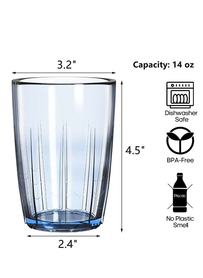 14 oz Unbreakable Premium Drinking Glasses, Set of 6, Acrylic Plastic Tumbler Cups Reusable, BPA free, Dishwasher Safe  - Image 2