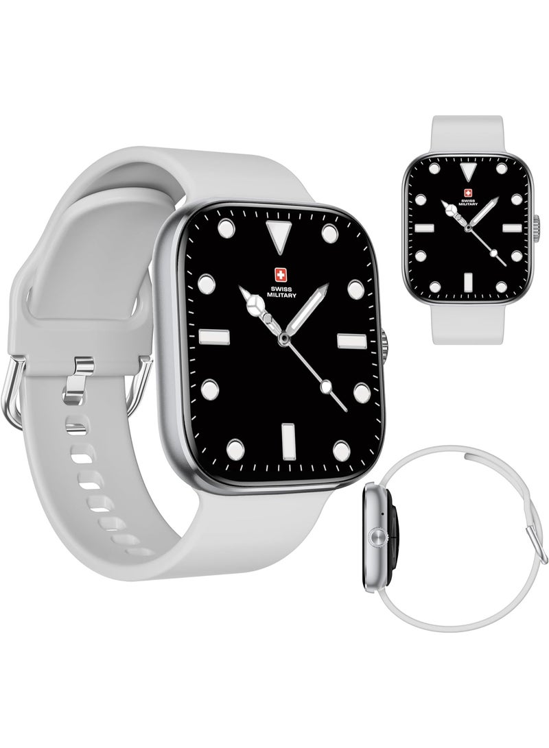 Swiss Military ALPS4 Smartwatch 1.75" AMOLED, Bluetooth Calling, Multi Language, Fitness Tracking, Wireless Charging, 7 Days Battery, IP67, iOS/Android Compatible, Silver Frame & Grey Silicon Strap - Image 2