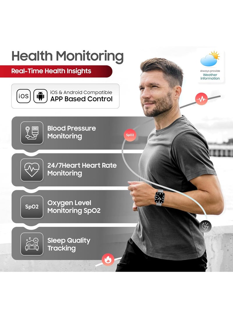 Swiss Military ALPS4 Smartwatch 1.75" AMOLED, Bluetooth Calling, Multi Language, Fitness Tracking, Wireless Charging, 7 Days Battery, IP67, iOS/Android Compatible, Silver Frame & Grey Silicon Strap - Image 5