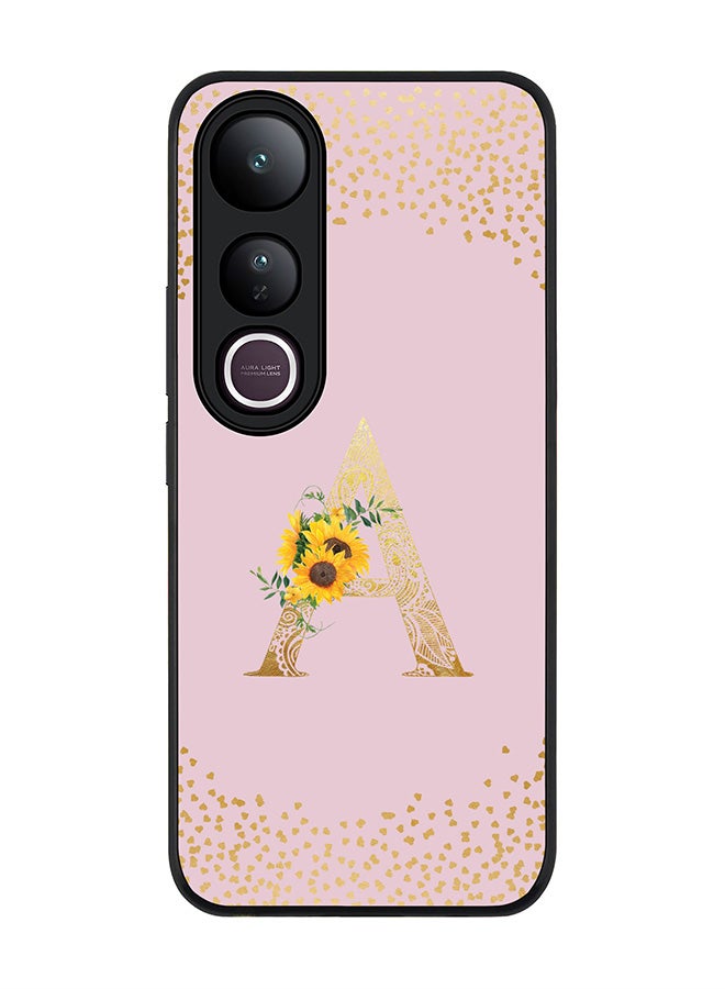 Stylizedd For vivo V50 Lite Case,Slim fit Camera Protection, Shockproof Thin Phone cover  - Custom Floral Monogram - A  (Pink )