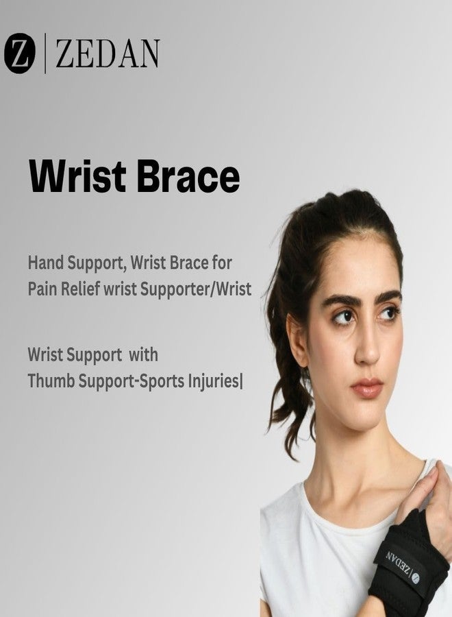ZEDAN Neoprene Blend Wrist Band Support For Men & Women with Thumb Sports Injuries | Hand Support | Brace for Pain Relief Supporter Fit Right Left Hands - One Size (Black) - Image 3