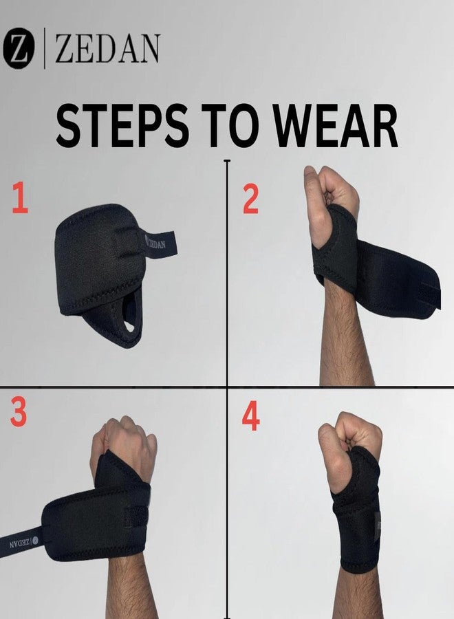 ZEDAN Neoprene Blend Wrist Band Support For Men & Women with Thumb Sports Injuries | Hand Support | Brace for Pain Relief Supporter Fit Right Left Hands - One Size (Black) - Image 5
