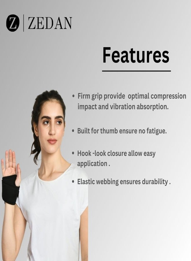 ZEDAN Neoprene Blend Wrist Band Support For Men & Women with Thumb Sports Injuries | Hand Support | Brace for Pain Relief Supporter Fit Right Left Hands - One Size (Black) - Image 4