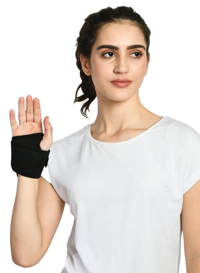 ZEDAN Neoprene Blend Wrist Band Support For Men & Women with Thumb Sports Injuries | Hand Support | Brace for Pain Relief Supporter Fit Right Left Hands - One Size (Black) - Image 2