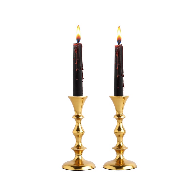 Rely Gold Candle Holders Set of 2 Decorative Centerpiece Table Candlesticks Holders for Taper Candles Home Decor Easter Candle Holders for Dinner Party Wedding Decorations