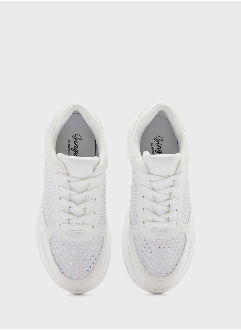 Ginger - Chunky Mix Material Sneakers - Image 1