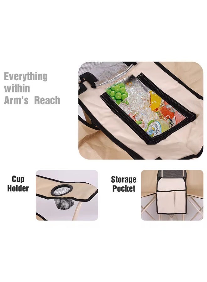 RH Camping chair with Canopy shade and cup holder--Support 150 kg Oversized Folding Beach Chair with umbrella cup holder and shades . Lounge for sand travel outdoor pool, sport - Image 3