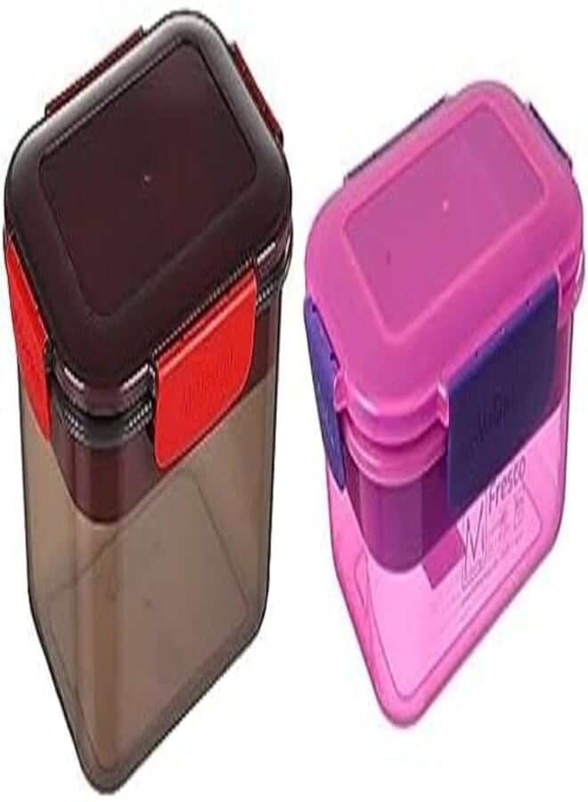 M design lunch box, 2.3 liter - black and red + M design lunch box, 1.1 liter - pink and purple