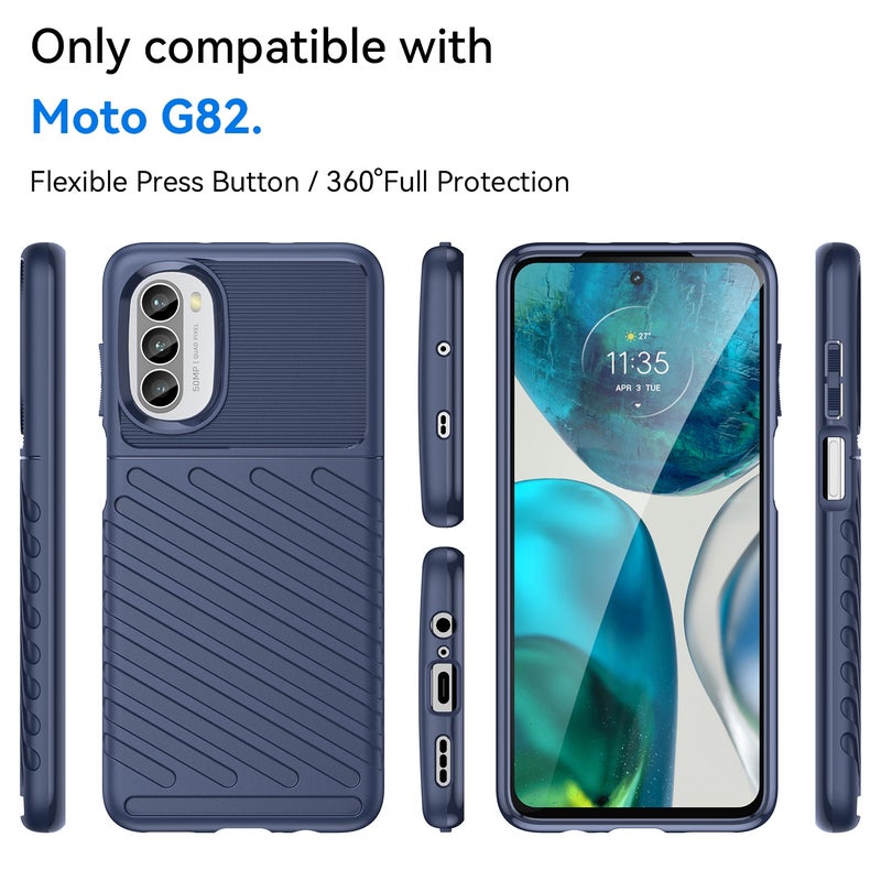 BURAQ Case Cover For Motorola Moto G82 Thunderbolt Shockproof TPU Protective Soft Phone Case(Blue) - Image 2