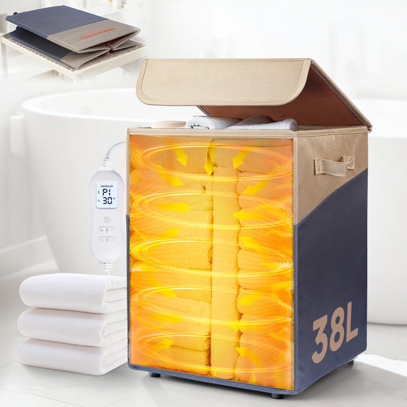 ERABAY 38L Foldable Towel Warmer Bucket - Large Capacity for Bathroom, Spa, Oversized Towels & Blankets | 4 Heating Modes, Auto Shut-Off (30/60/90 Min) | Ideal for Robes, Pajamas & Housewarming Gifts - Image 1